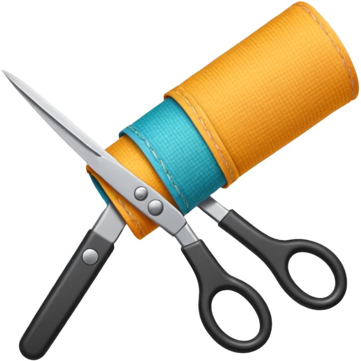 rolled fabric with scissors emoji