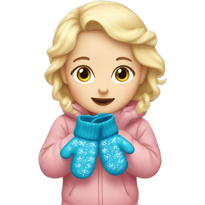 blonde baby wearing mittens emoji