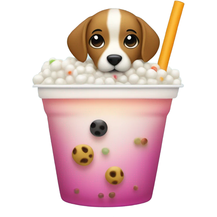 Dog drinking boba emoji