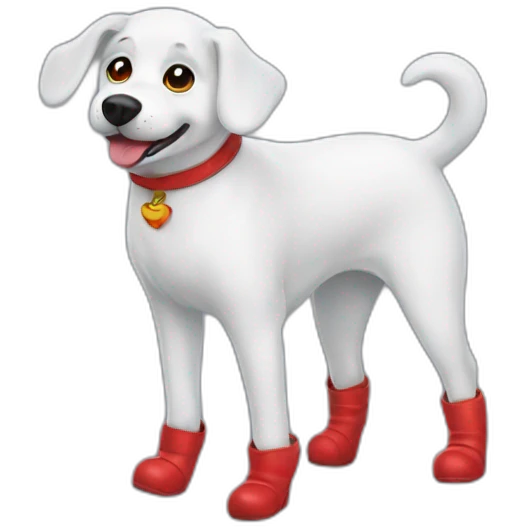 dog in ghost ghost costume with red boots emoji