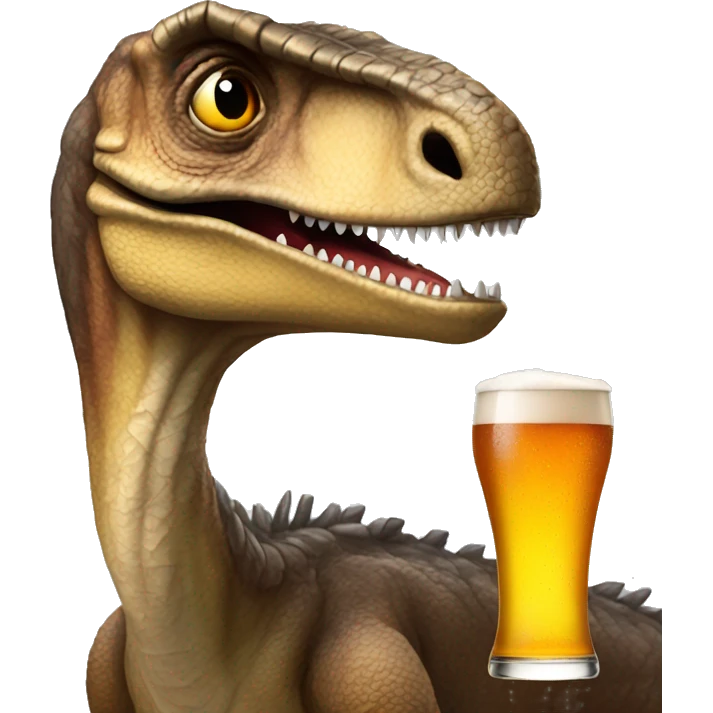 A velociraptor drinking a pint of beer emoji