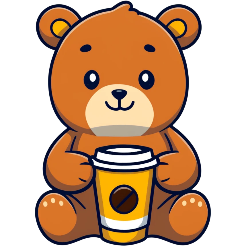 Teddy with a cup of coffee emoji
