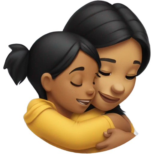 Winne the Pooh hugging girl with black hair and gold hoop earrings  emoji