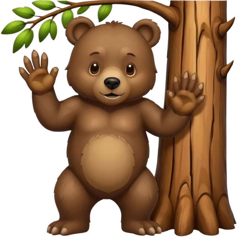 Bear touching a tree  emoji