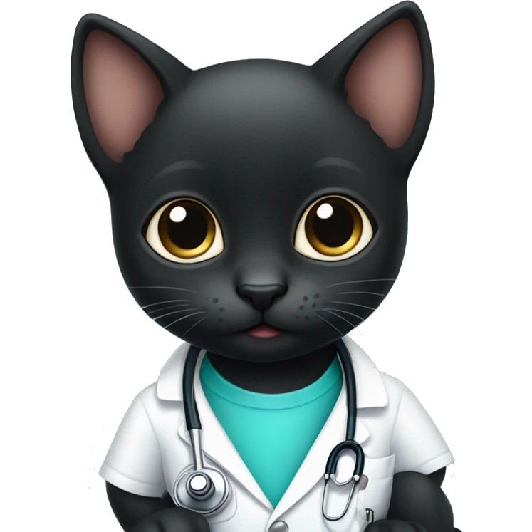 Cute Black kitten with big eyes wearing stethoscope  emoji