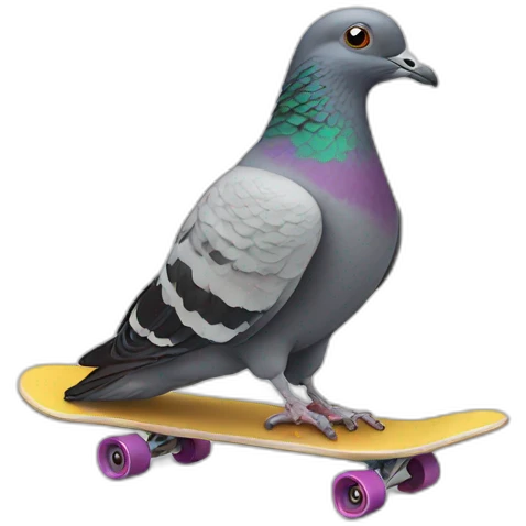 Pigeon on a skateboard emoji