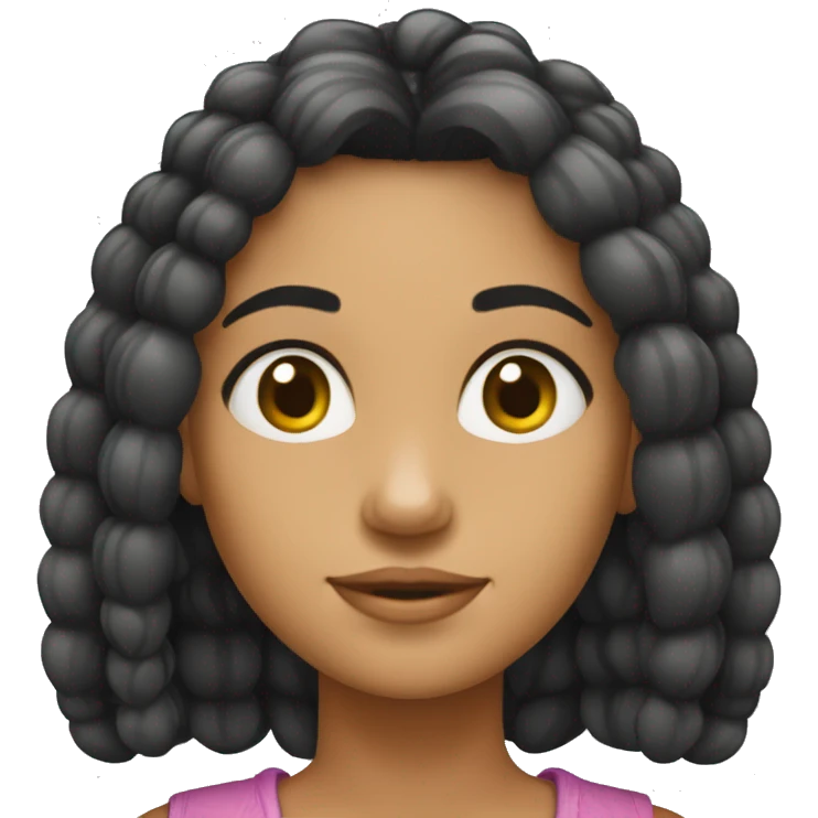 Menina cacheada dos cabelos pretos longos emoji