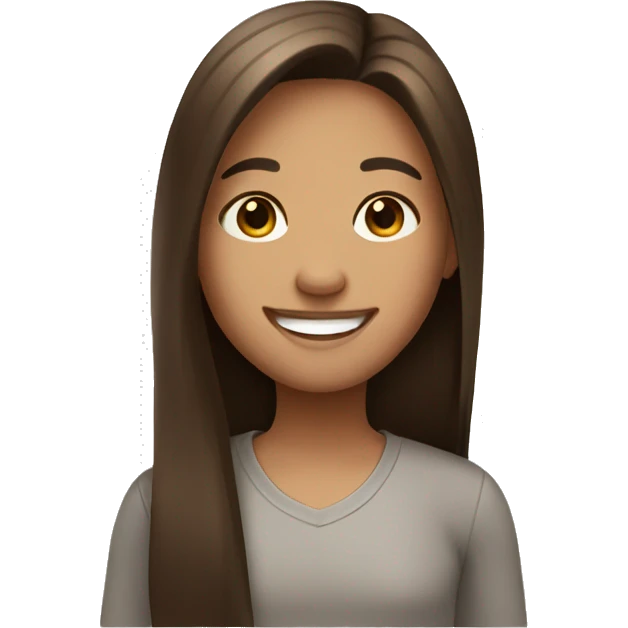 Long straight brown hair girl smiling  emoji