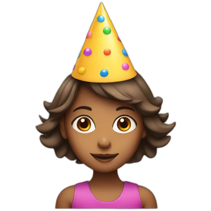 girl with party hat face emoji