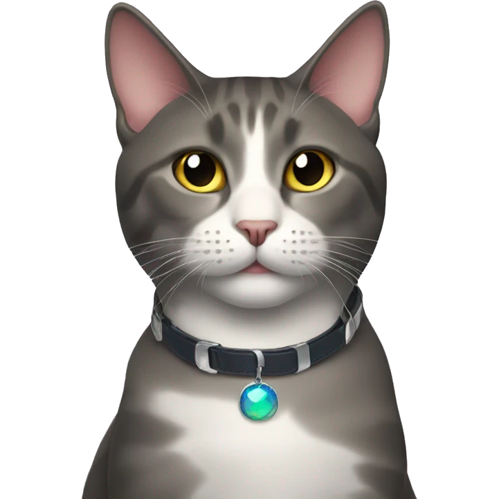 Cat wearing Dark iridescent collar  emoji