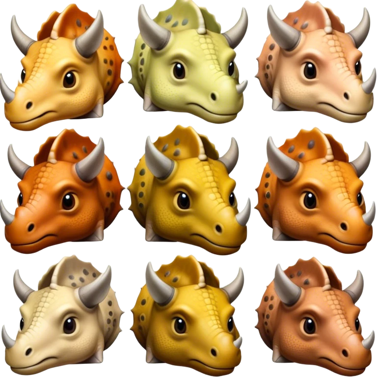 faces of different triceratops emoji