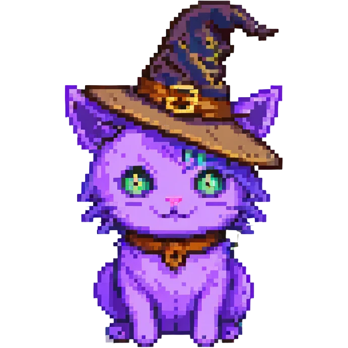 purple witch cat with a hat emoji