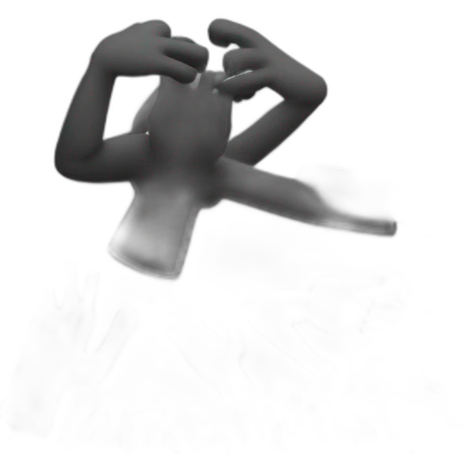 black shape looking like the shadow of a man with arms in the air with elbows bent to have hands above its head emoji