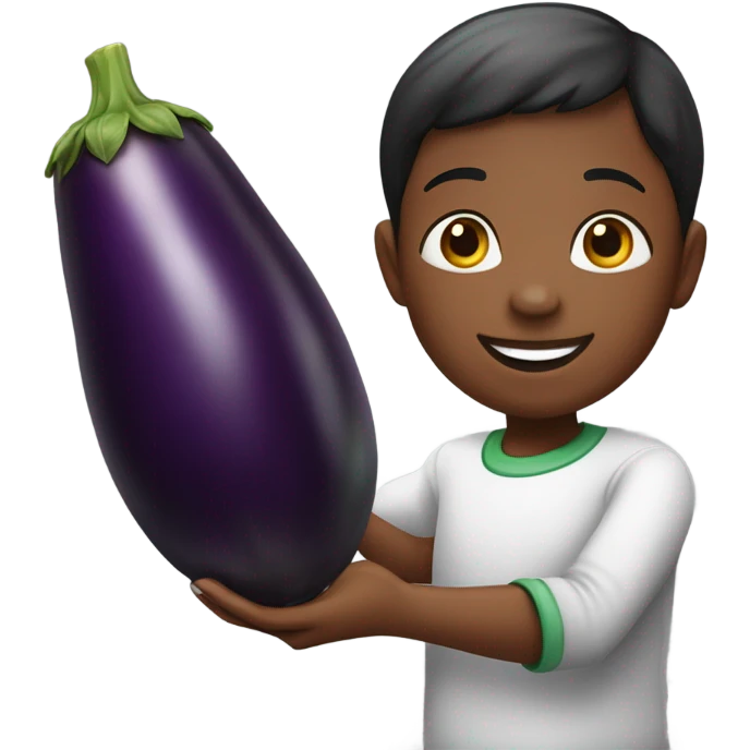 Kid holding eggplant  emoji