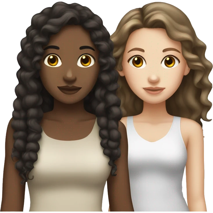 Mixed girl and white girl dark brown hair best friends  emoji