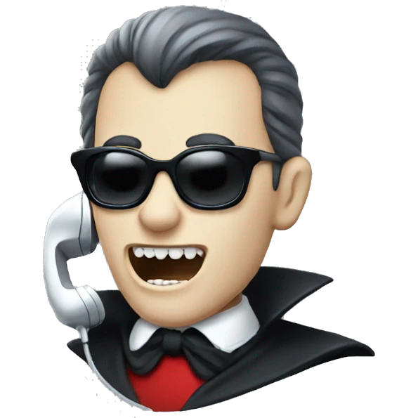 dracula with sunglasses talking on the phone emoji