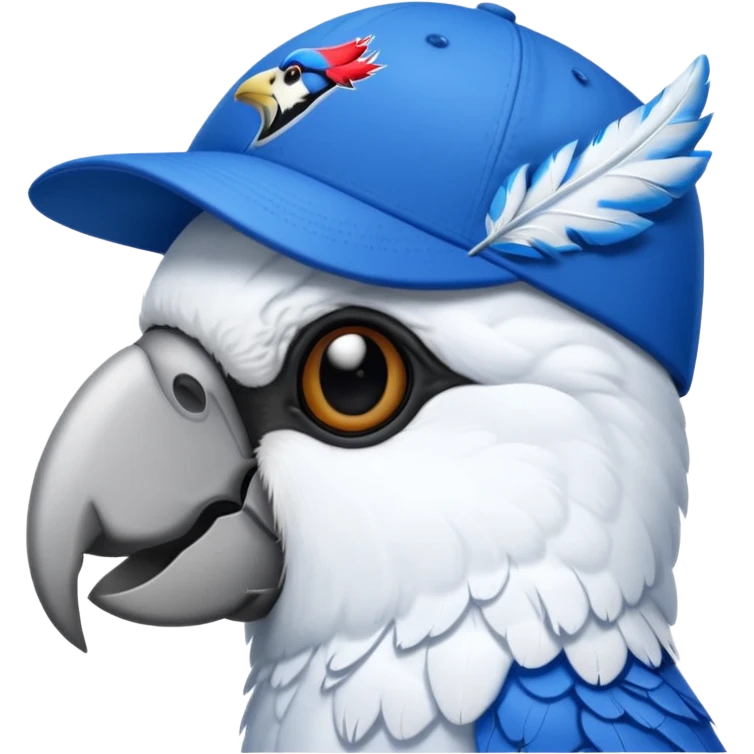 white parrot with blue jays hat on emoji