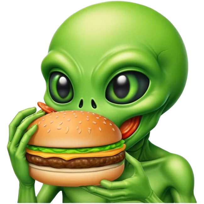 Alien eating hamburger  emoji