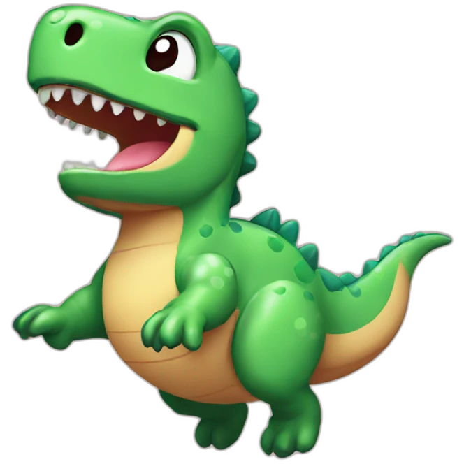 Cute dino jumping pixel art emoji