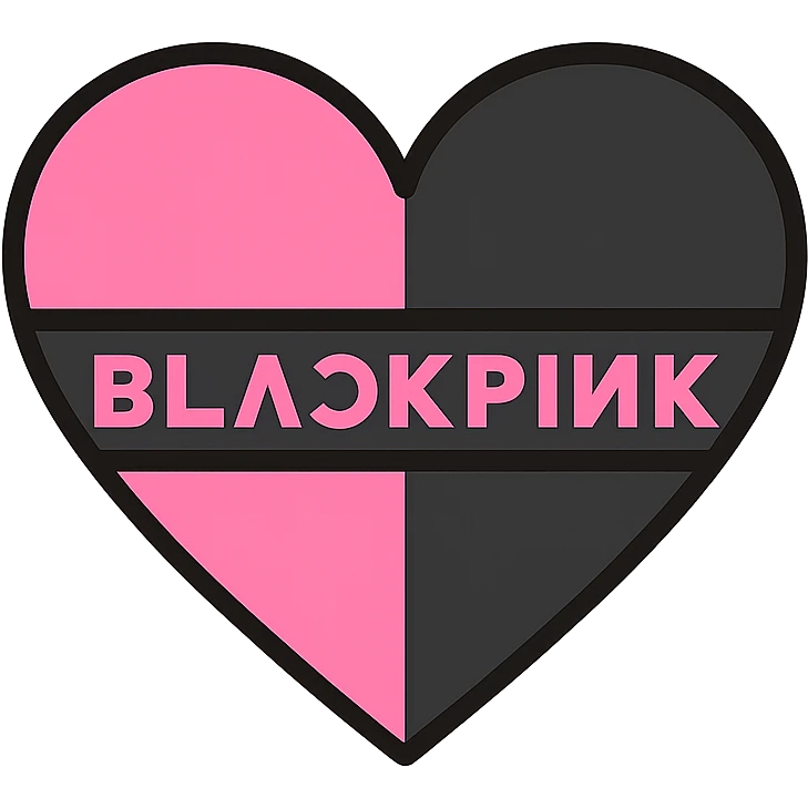 Blackpink heart symbol, pink and black, glamorous, pop culture style emoji