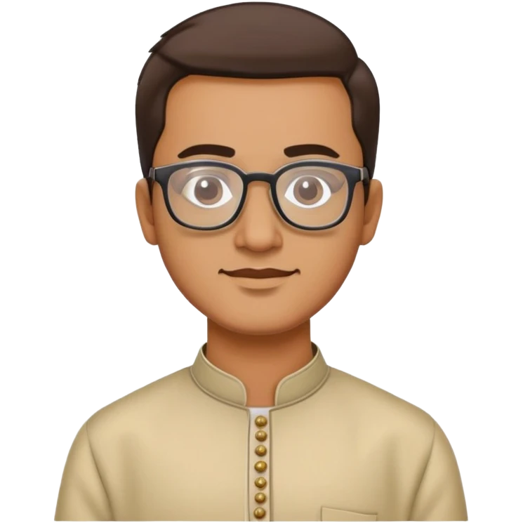 man with wheatish skin tone, wearing kurta with rectangle glasses emoji