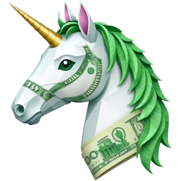 единорог полностью из купюр, no background emoji
