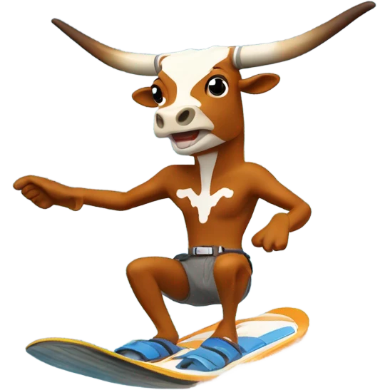 Texas Longhorn mascot on water skis jumping emoji
