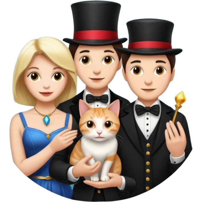 magician couple and their pet cat emoji