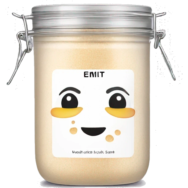 body scrub pot with label emoji
