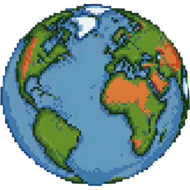 planet earth sphere, pixel art style, no background emoji