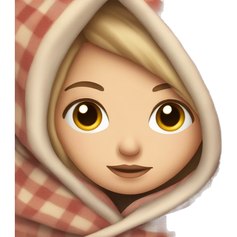 White girl snuggled in a blanket emoji