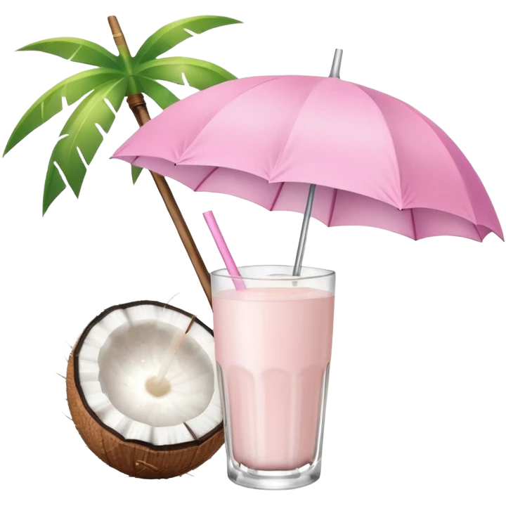 coconut drink with light pink umbrella emoji