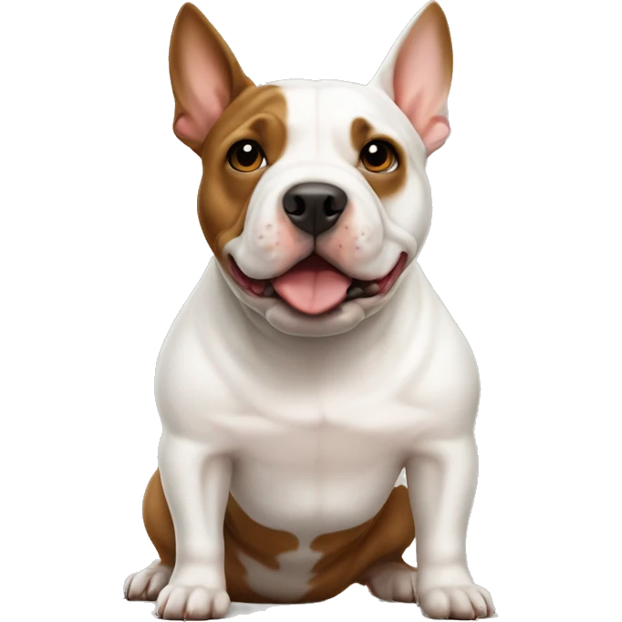 White Bull terrier and brown-and-tan frenchie standing together  emoji