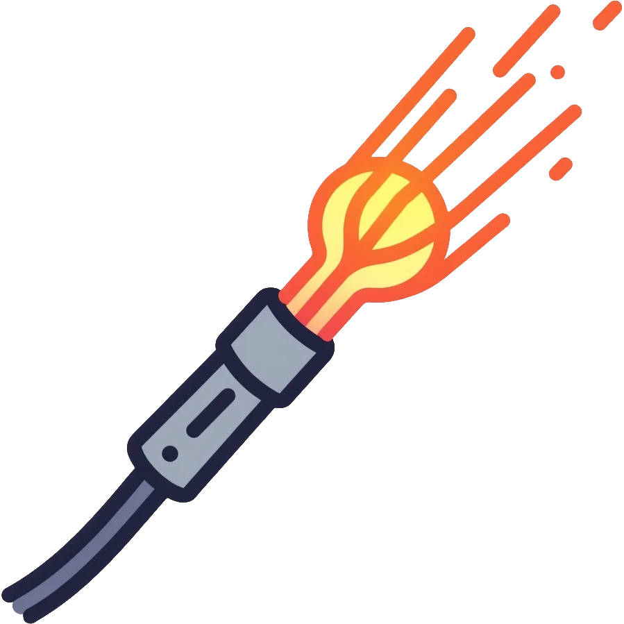 optical fiber cable with glowing light transmission emoji