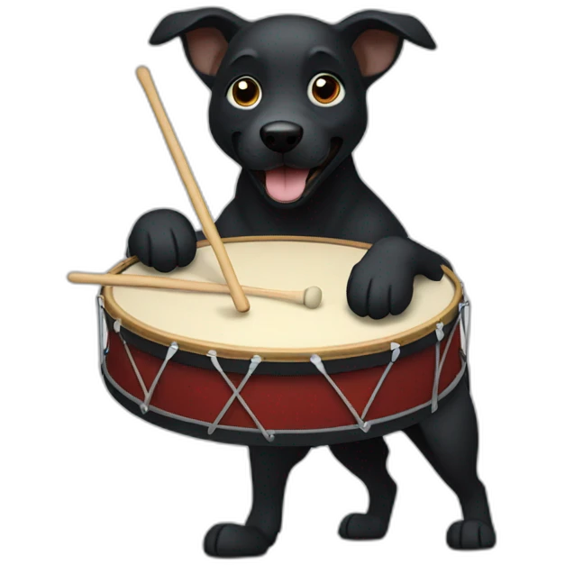 Black Dog playing a drum emoji