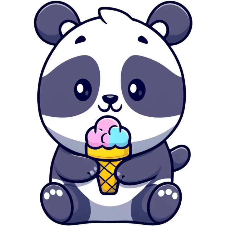 Panda eating ice cream emoji