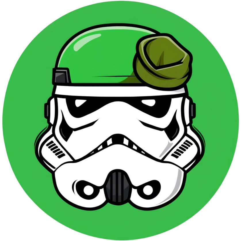 Stormtrooper wearing green barete emoji