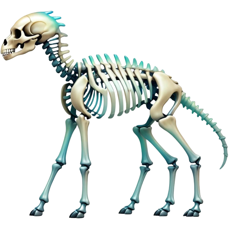 An iridescent gradient epic shiny cool edgy skeletal animal, full body emoji
