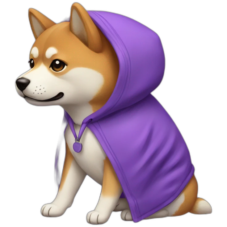 shiba inu with purple hoodie emoji