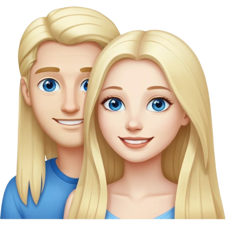 pretty woman with pale skin and who has BLUE eyes very long blonde hair with her boyfriend  emoji