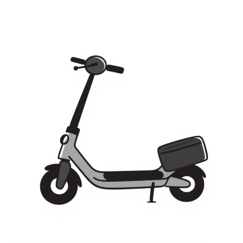 hand-drawn electric kick scooter with battery emoji