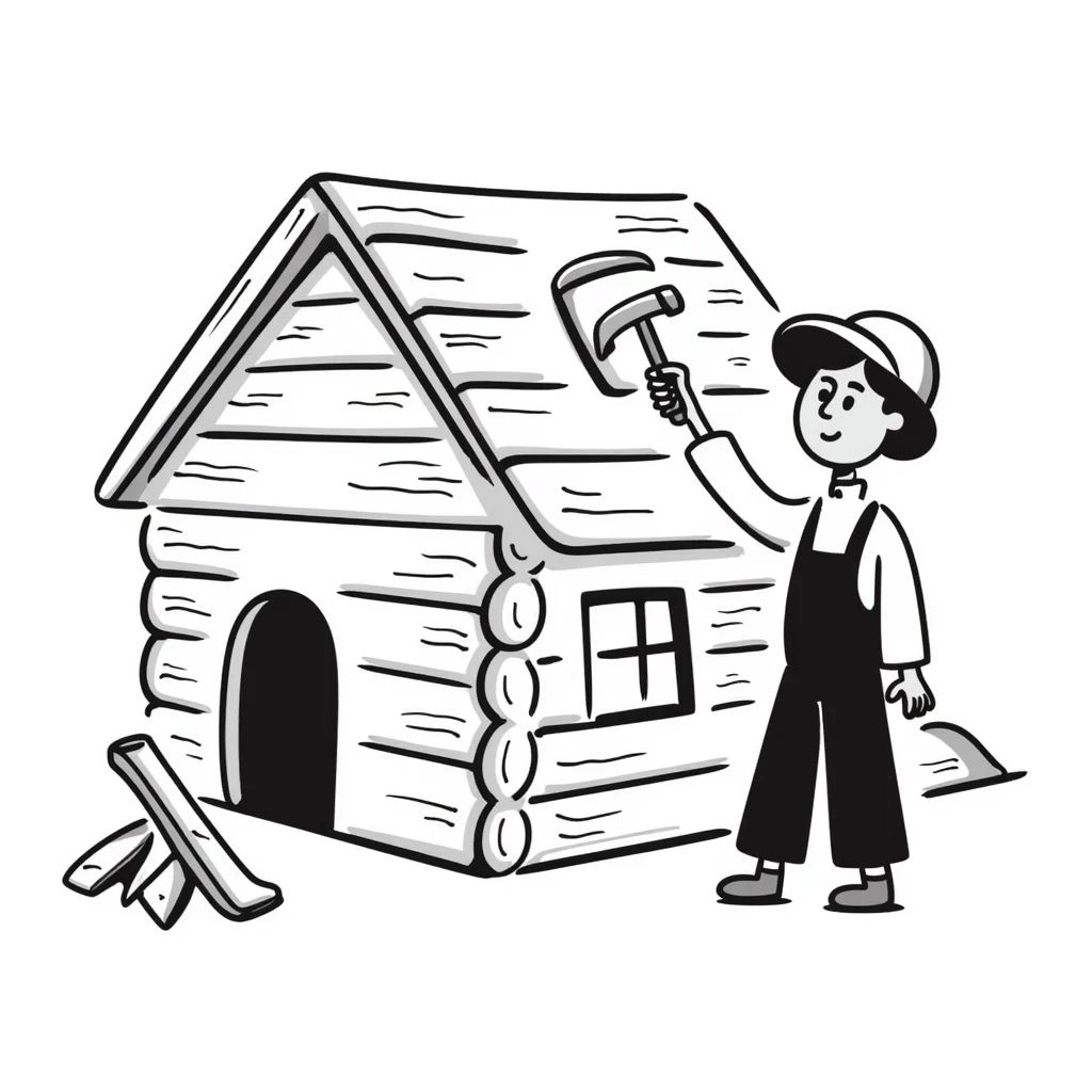 under construction log house emoji