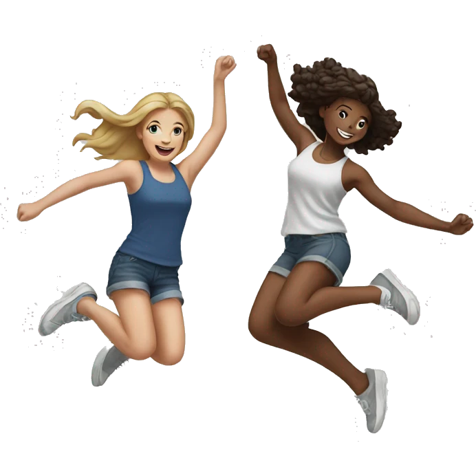 two white girls jumping emoji