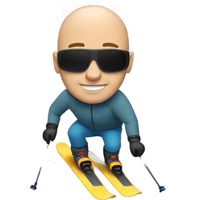 Bald guy skiing emoji