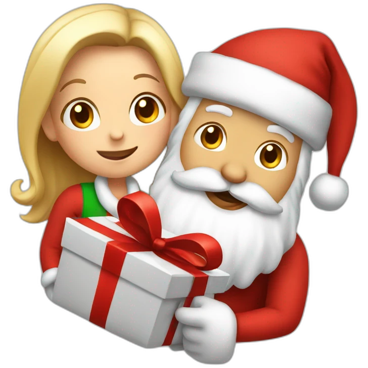 Santa giving gift to a girl emoji