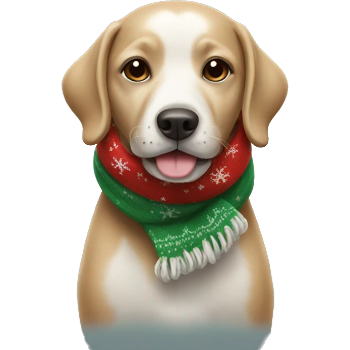 Dog wearing a Christmas scarf emoji
