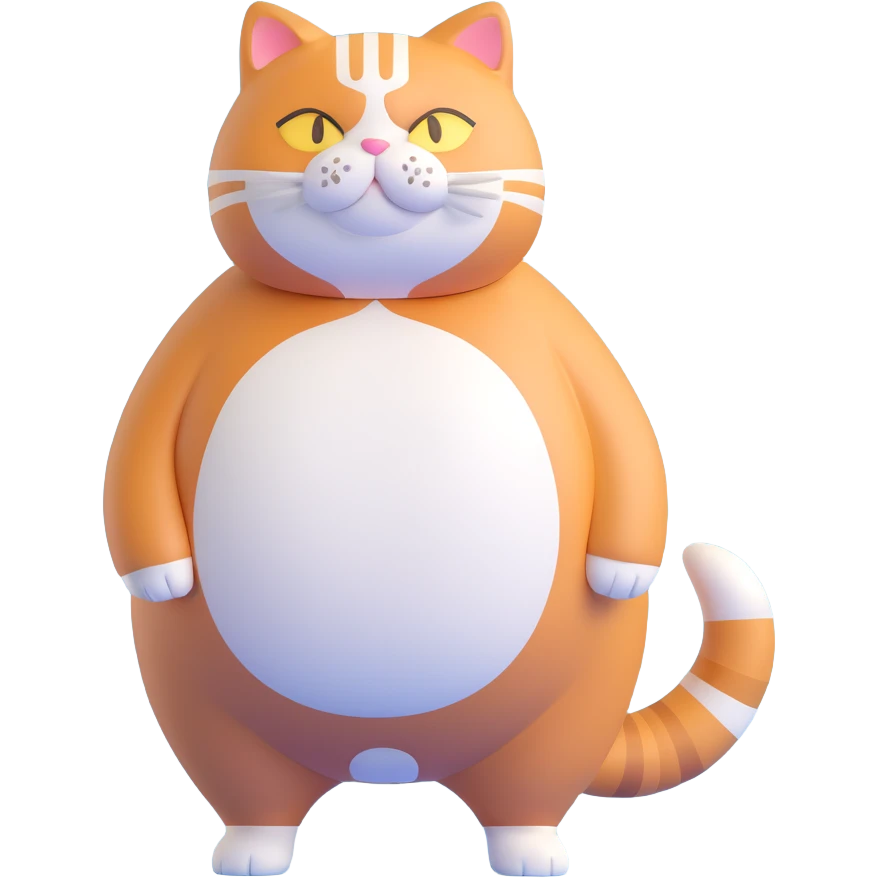 fat ginger cat standing, full body emoji