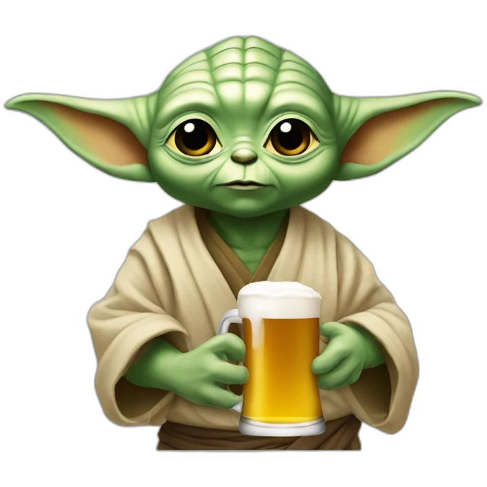 Bebe yoda qui bois une biere emoji
