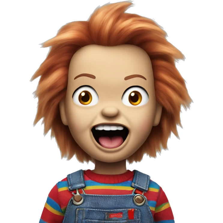 Chucky doll with tongue out  emoji