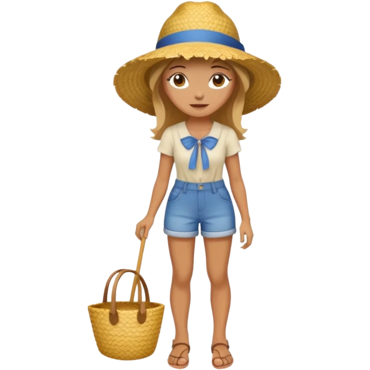 full body woman with straw hat emoji